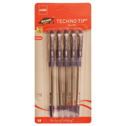 Bic Cello 0.6 mm Techno Tip Blue Ballpoint Pen (Pack of 5)