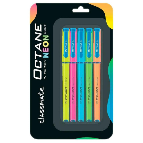 Classmate Octane Neon Blue Gel Pen (Pack of 5)