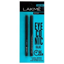 Lakme Eyeconic Kajal Twin, Deep Black 0.35 g (Pack of 2)