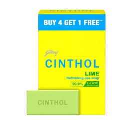 Cinthol Lime Bath Soap 5 x 100 g - Buy 4 Get 1 Free