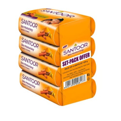 Santoor Skin Moisturising Sandal & Turmeric Soap - Pack of 4